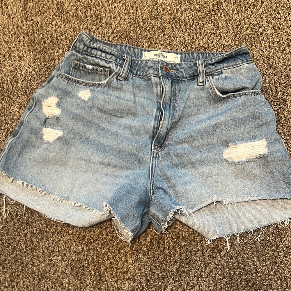 Curvy high rise distressed jean shorts